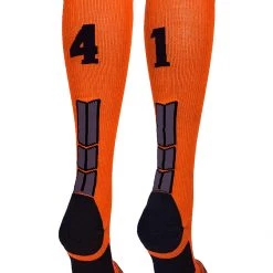 MadSportsStuff Softball Socks Orange And Black Player ID Custom Number Over The Calf Socks For Softball Baseball Football Boys And Girls 194 MadSportsStuff Softball Socks Orange And Black Player ID Custom Number Over The Calf Socks For Softball Baseball Football Boys And Girls