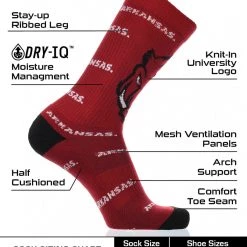 TCK Arkansas Razorbacks Socks Crew Length Sock Mayhem All Schools 6 TCK Arkansas Razorbacks Socks Crew Length Sock Mayhem All Schools