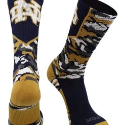 TCK University Of Notre Dame Socks Fighting Irish Woodland Camo Crew Length