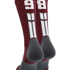 MadSportsStuff Maroon Player ID Custom Number Crew Socks For Basketball Lacrosse Volleyball Boys And Girls