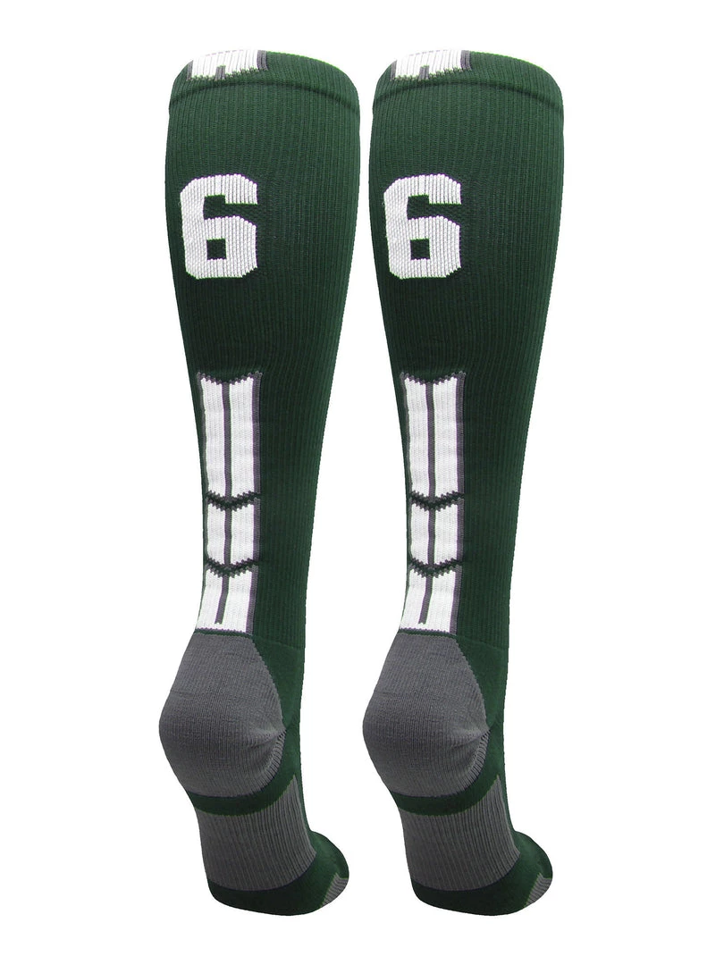 MadSportsStuff Dark Green Player ID Custom Number Over The Calf Socks For Softball Baseball Football Boys And Girls Softball Socks 14 MadSportsStuff Dark Green Player ID Custom Number Over The Calf Socks For Softball Baseball Football Boys And Girls Softball Socks