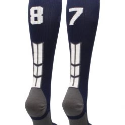 MadSportsStuff Navy Player ID Custom Number Over The Calf Socks For Softball Baseball Football Boys And Girls Softball Socks