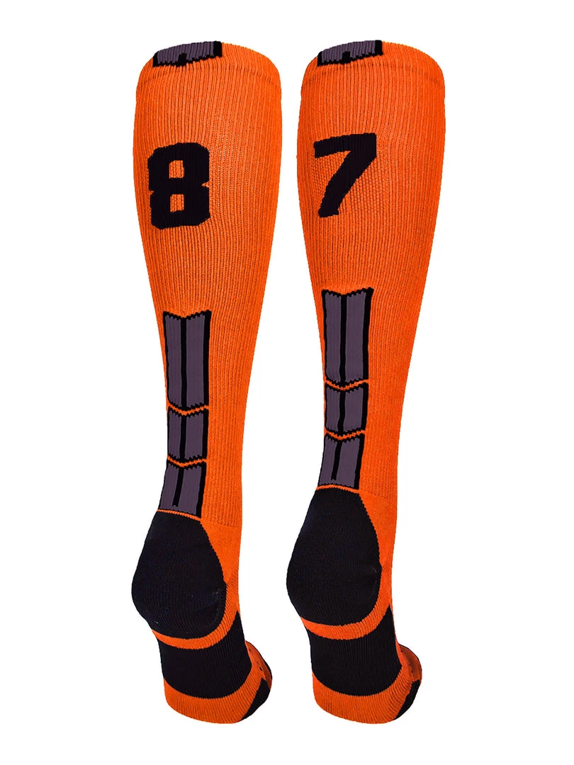 MadSportsStuff Orange And Black Player ID Custom Number Over The Calf Socks For Softball Baseball Football Boys And Girls 43 MadSportsStuff Orange And Black Player ID Custom Number Over The Calf Socks For Softball Baseball Football Boys And Girls