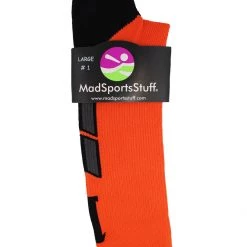 MadSportsStuff Orange And Black Player ID Custom Number Crew Socks For Basketball Lacrosse Volleyball Boys And Girls