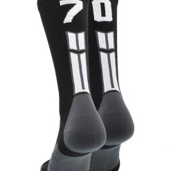 MadSportsStuff Black Player ID Custom Number Crew Socks For Basketball Lacrosse Volleyball Boys And Girls