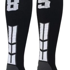 MadSportsStuff Black Player ID Custom Number Over The Calf Socks For Softball Baseball Football Boys And Girls