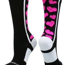 MadSportsStuff Crazy Love Basketball Hearts Crew Socks Basketball Socks