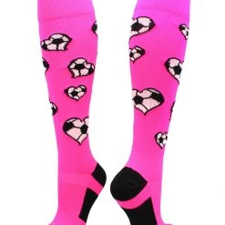 MadSportsStuff Soccer Socks Love Soccer Hearts Socks Over The Calf