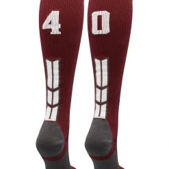 MadSportsStuff Maroon Player ID Custom Number Over The Calf Socks For Softball Baseball Football Boys And Girls Softball Socks