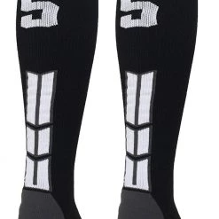 MadSportsStuff Black Player ID Custom Number Over The Calf Socks For Softball Baseball Football Boys And Girls