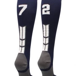 MadSportsStuff Navy Player ID Custom Number Over The Calf Socks For Softball Baseball Football Boys And Girls Softball Socks