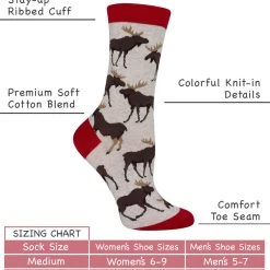 WHD Moose Socks For Women Gift For Animal Lovers Crazy Socks - Crew