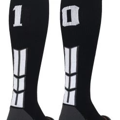 MadSportsStuff Black Player ID Custom Number Over The Calf Socks For Softball Baseball Football Boys And Girls