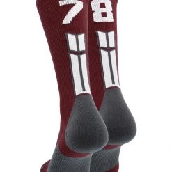 MadSportsStuff Maroon Player ID Custom Number Crew Socks For Basketball Lacrosse Volleyball Boys And Girls Volleyball Socks