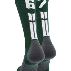 MadSportsStuff Volleyball Socks Dark Green Player ID Custom Number Crew Socks For Basketball Lacrosse Volleyball Boys And Girls