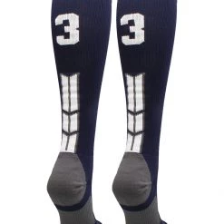 MadSportsStuff Navy Player ID Custom Number Over The Calf Socks For Softball Baseball Football Boys And Girls