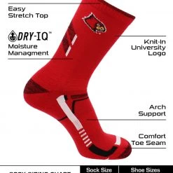 TCK All Schools Louisville Cardinals Socks University Of Louisville Cardinals Champion Crew Socks