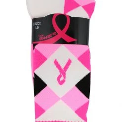 TCK Breast Cancer Awareness Ribbon Argyle Crew Socks Pink Black 8 TCK Breast Cancer Awareness Ribbon Argyle Crew Socks Pink Black
