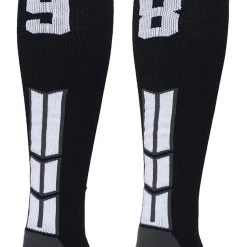 MadSportsStuff Black Player ID Custom Number Over The Calf Socks For Softball Baseball Football Boys And Girls