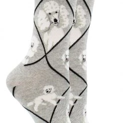 WHD White Poodle Socks For Women Gift For Dog Lovers Crazy Socks - Crew