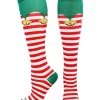 MadSportsStuff Elf Christmas Socks With Bells Over The Calf Length Softball Socks