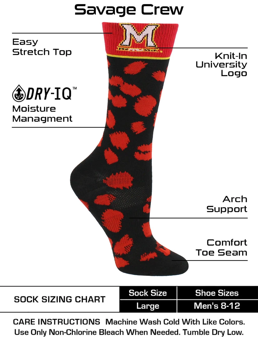 TCK All Schools Maryland Terrapins Socks Womens Savage Crew Socks 3 TCK All Schools Maryland Terrapins Socks Womens Savage Crew Socks