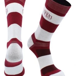 TCK All Schools OU Oklahoma Sooners Socks Game Day Striped Crew Socks