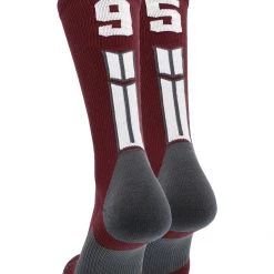 MadSportsStuff Maroon Player ID Custom Number Crew Socks For Basketball Lacrosse Volleyball Boys And Girls