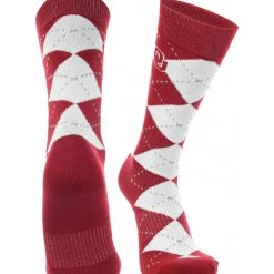 TCK OU Oklahoma Sooners Argyle Dress Socks NCAA Fanwear Crew Length All Schools