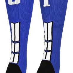 MadSportsStuff Baseball Socks Royal Player ID Custom Number Over The Calf Socks For Softball Baseball Football Boys And Girls