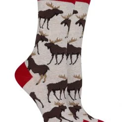 WHD Moose Socks For Women Gift For Animal Lovers Crazy Socks - Crew