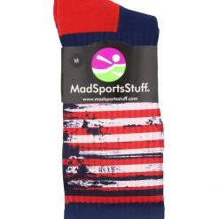 MadSportsStuff Distressed USA Flag Patriotic Athletic Crew Socks Basketball Socks