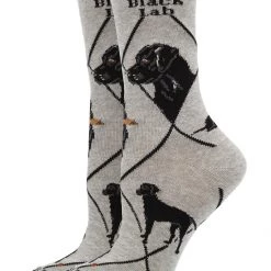 WHD Crazy Socks - Crew Black Lab Socks For Women Gift For Dog Lovers
