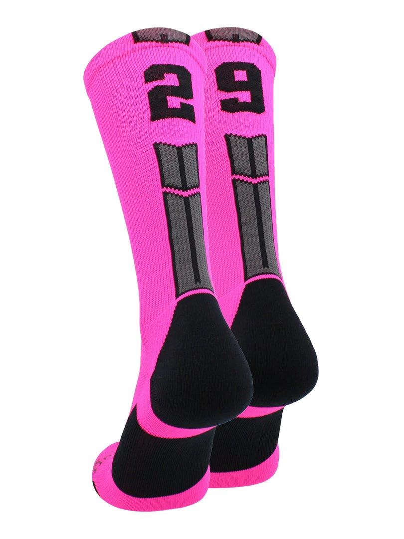 MadSportsStuff Neon Pink And Black Player ID Custom Number Crew Socks For Basketball Lacrosse Volleyball Boys And Girls 100 MadSportsStuff Neon Pink And Black Player ID Custom Number Crew Socks For Basketball Lacrosse Volleyball Boys And Girls
