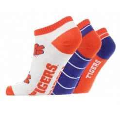 TCK All Schools Clemson Tigers No Show Socks Full Field 3 Pack