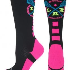 MadSportsStuff LAX Lacrosse Socks With Lacrosse Sticks Athletic Crew Socks (multiple Colors)