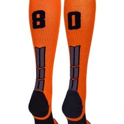 MadSportsStuff Softball Socks Orange And Black Player ID Custom Number Over The Calf Socks For Softball Baseball Football Boys And Girls 155 MadSportsStuff Softball Socks Orange And Black Player ID Custom Number Over The Calf Socks For Softball Baseball Football Boys And Girls