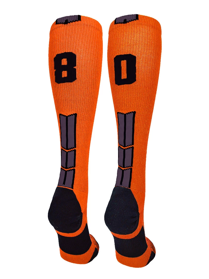 MadSportsStuff Softball Socks Orange And Black Player ID Custom Number Over The Calf Socks For Softball Baseball Football Boys And Girls 50 MadSportsStuff Softball Socks Orange And Black Player ID Custom Number Over The Calf Socks For Softball Baseball Football Boys And Girls