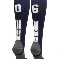 MadSportsStuff Navy Player ID Custom Number Over The Calf Socks For Softball Baseball Football Boys And Girls