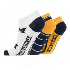 TCK Michigan Wolverines No Show Socks Full Field 3 Pack All Schools