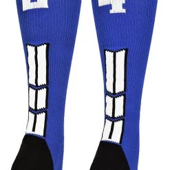 MadSportsStuff Royal Player ID Custom Number Over The Calf Socks For Softball Baseball Football Boys And Girls