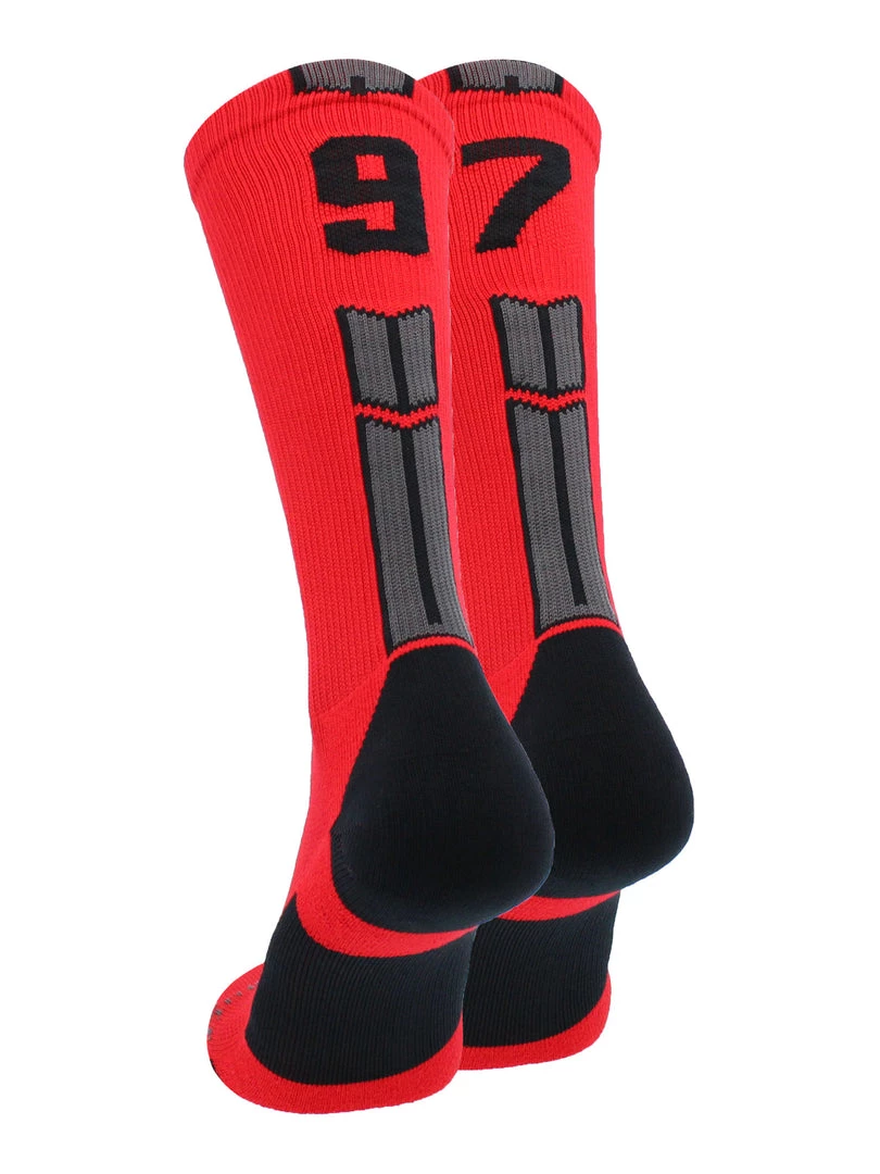 MadSportsStuff Red And Black Player ID Custom Number Crew Socks For Basketball Lacrosse Volleyball Boys And Girls 32 MadSportsStuff Red And Black Player ID Custom Number Crew Socks For Basketball Lacrosse Volleyball Boys And Girls