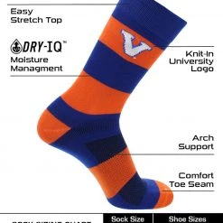 TCK Virginia Cavaliers Socks Game Day Striped Crew Socks 7 TCK Virginia Cavaliers Socks Game Day Striped Crew Socks