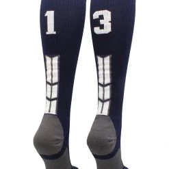 MadSportsStuff Navy Player ID Custom Number Over The Calf Socks For Softball Baseball Football Boys And Girls