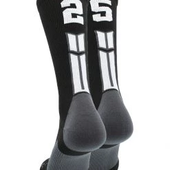 MadSportsStuff Black Player ID Custom Number Crew Socks For Basketball Lacrosse Volleyball Boys And Girls Volleyball Socks