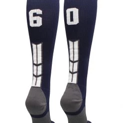 MadSportsStuff Navy Player ID Custom Number Over The Calf Socks For Softball Baseball Football Boys And Girls Softball Socks