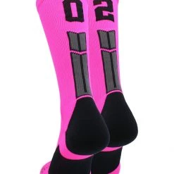 MadSportsStuff Neon Pink And Black Player ID Custom Number Crew Socks For Basketball Lacrosse Volleyball Boys And Girls 180 MadSportsStuff Neon Pink And Black Player ID Custom Number Crew Socks For Basketball Lacrosse Volleyball Boys And Girls
