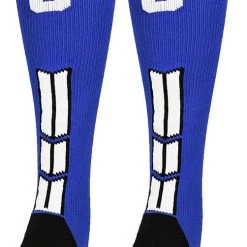 MadSportsStuff Royal Player ID Custom Number Over The Calf Socks For Softball Baseball Football Boys And Girls