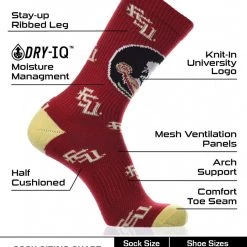 TCK Florida State Seminoles Socks Crew Length Sock Mayhem All Schools