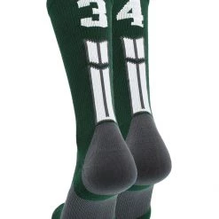 MadSportsStuff Volleyball Socks Dark Green Player ID Custom Number Crew Socks For Basketball Lacrosse Volleyball Boys And Girls